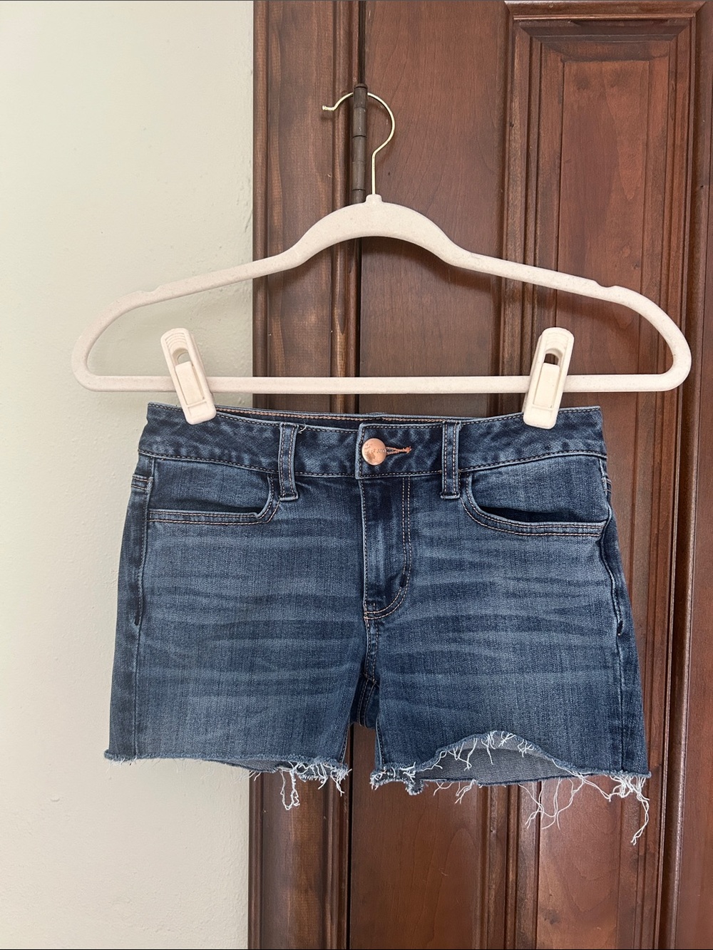 AMERICAN EAGLE OUTFITTERS Dark Blue Denim Jean Shorts